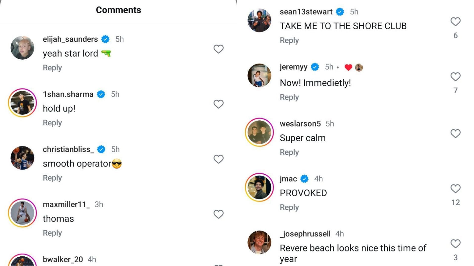 TJ Power's fellow college basketball players reacted to his Instagram post about his vacation to Turks and Caicos. Source: Instagram/@tj_power12